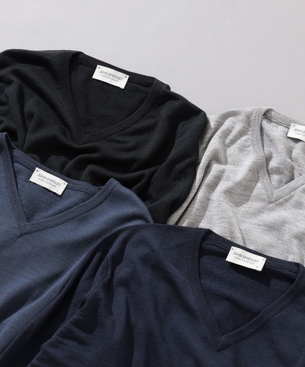 BEAMS F（ビームスF）JOHN SMEDLEY / PACKHAM 30ゲージ Vネックニット 