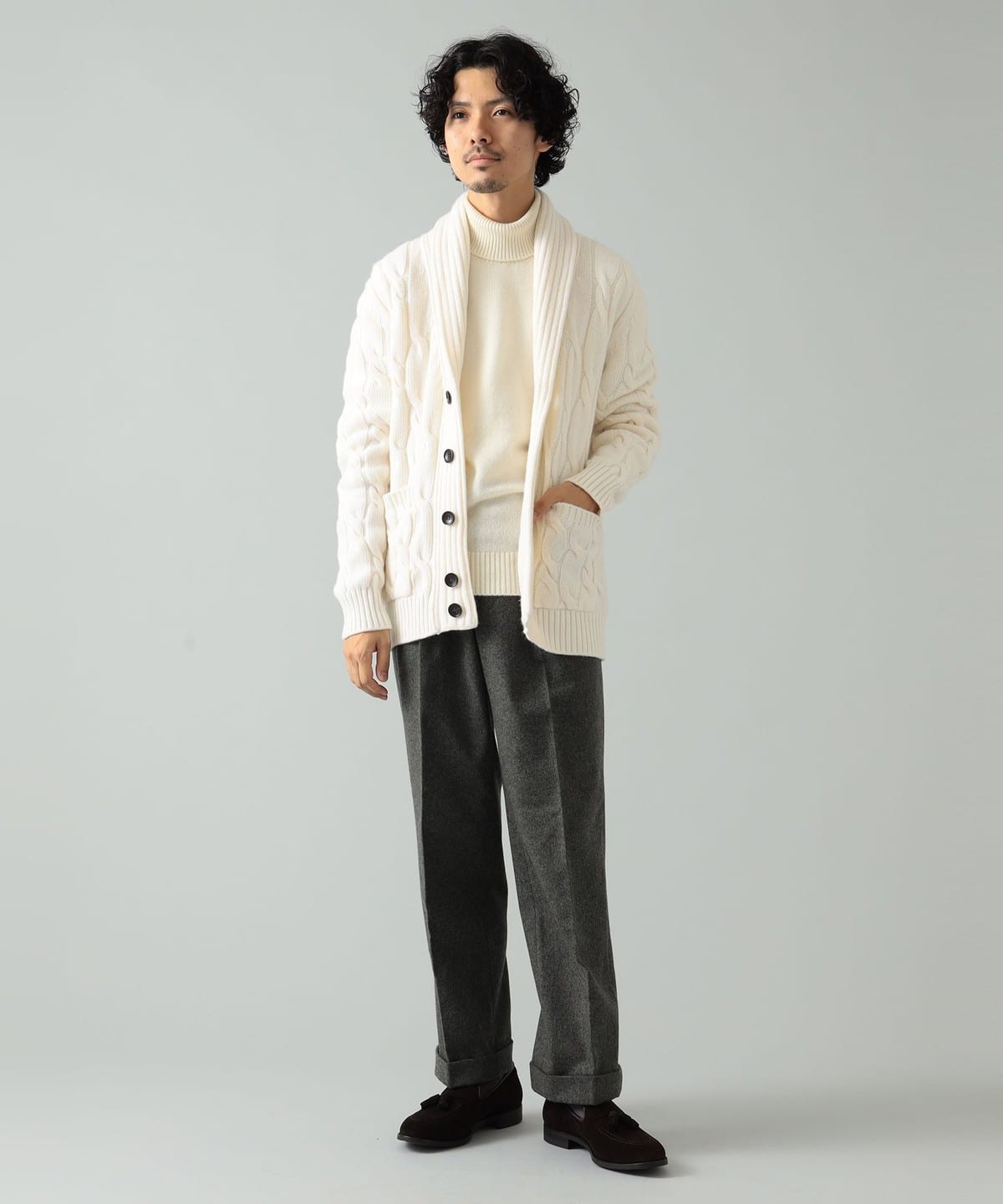 BEAMS F（ビームスF）BAFY × BEAMS F / 別注 ケーブル ショールカラー