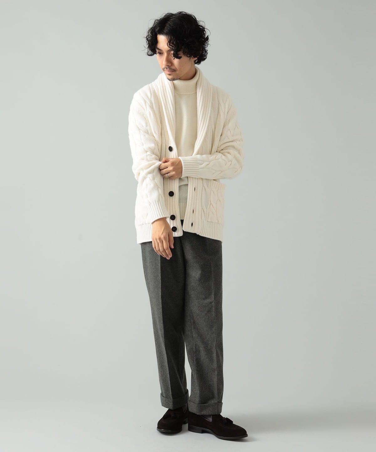 BEAMS F（ビームスF）BAFY × BEAMS F / 別注 ケーブル ショールカラー