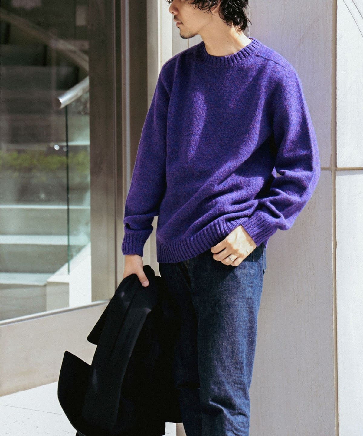メランジ シェットランド クルーネックニット トップス MEN AUBRETIA/1300 L メランジ シェットランド クルーネックニット トップス MEN AUBRETIA/1300 L