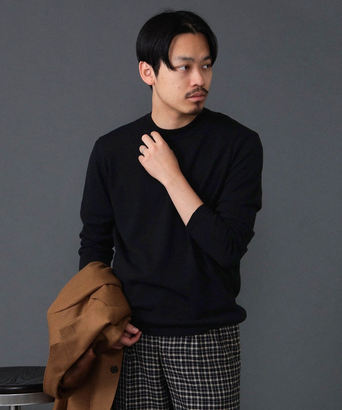 【別注】LORENZONI / 14G ウール ハイネック ニット トップス MEN BLACK/100 46 【別注】LORENZONI / 14G ウール ハイネック ニット トップス MEN BLACK/100 46