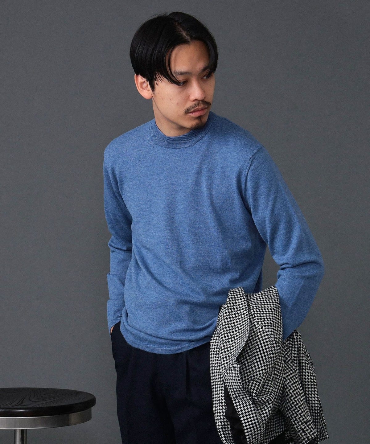 【別注】LORENZONI / 14G ウール ハイネック ニット トップス MEN LT. BLUE/441 46 【別注】LORENZONI / 14G ウール ハイネック ニット トップス MEN LT. BLUE/441 46