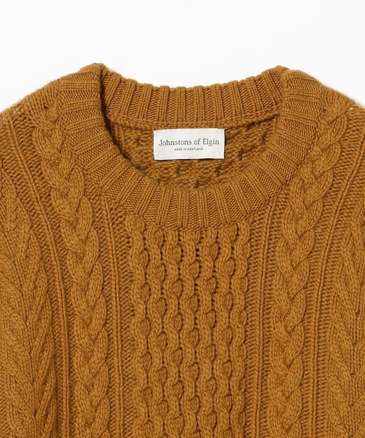 4886　ジョンストンズ　ケーブルニット カシミヤ100％　ベージュ　L 4886 ジョンストンズ ケーブルニット カシミヤ100％ ベージュ L