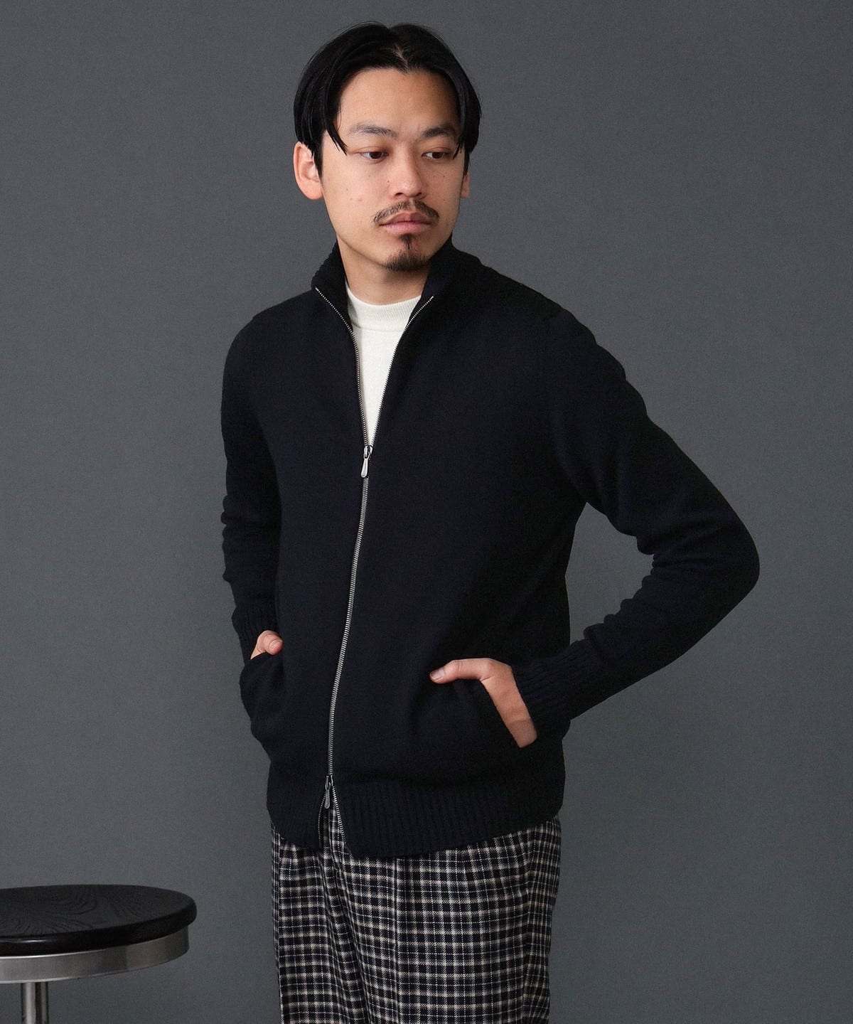 DRUMOHR ドルモア / 8ゲージ ウール フルジップ ニット トップス MEN BLACK/690 46 DRUMOHR ドルモア / 8ゲージ ウール フルジップ ニット トップス MEN BLACK/690 46