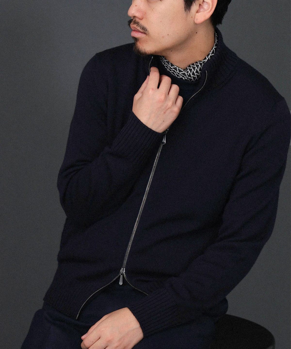 DRUMOHR ドルモア / 8ゲージ ウール フルジップ ニット トップス MEN NAVY/785 48 DRUMOHR ドルモア / 8ゲージ ウール フルジップ ニット トップス MEN NAVY/785 48