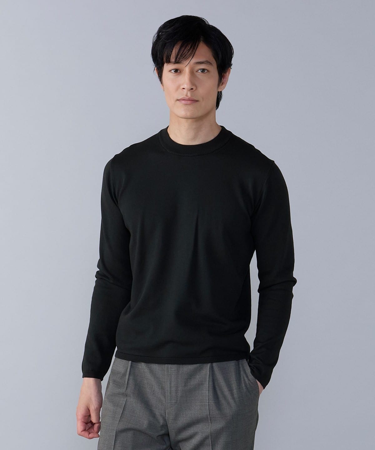 【別注】LORENZONI / 12G コットン ハイネック ニット トップス MEN BLACK/100 46 【別注】LORENZONI / 12G コットン ハイネック ニット トップス MEN BLACK/100 46