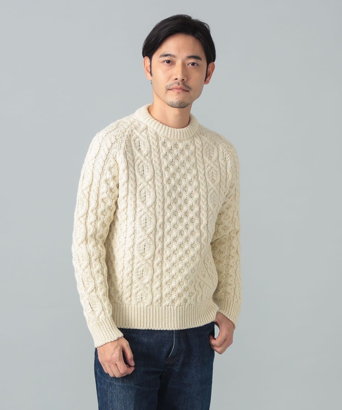 BEAMS F（ビームスF）PEREGRINE / アランケーブル クルーネックニット