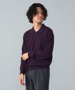 [Special order] LORENZONI / Half-zip wool knit polo