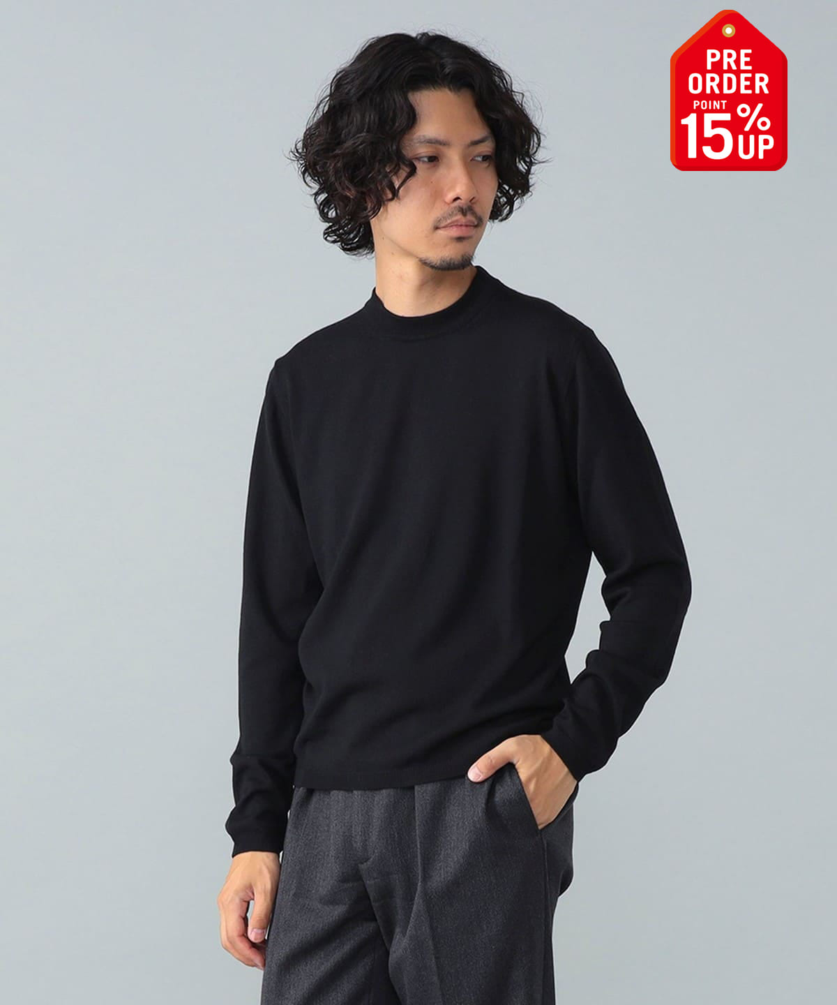 【+15%ポイントUP】【別注】LORENZONI / ウール ハイネック ニット トップス MEN BLACK/100 44 【+15%ポイントUP】【別注】LORENZONI / ウール ハイネック ニット トップス MEN BLACK/100 44