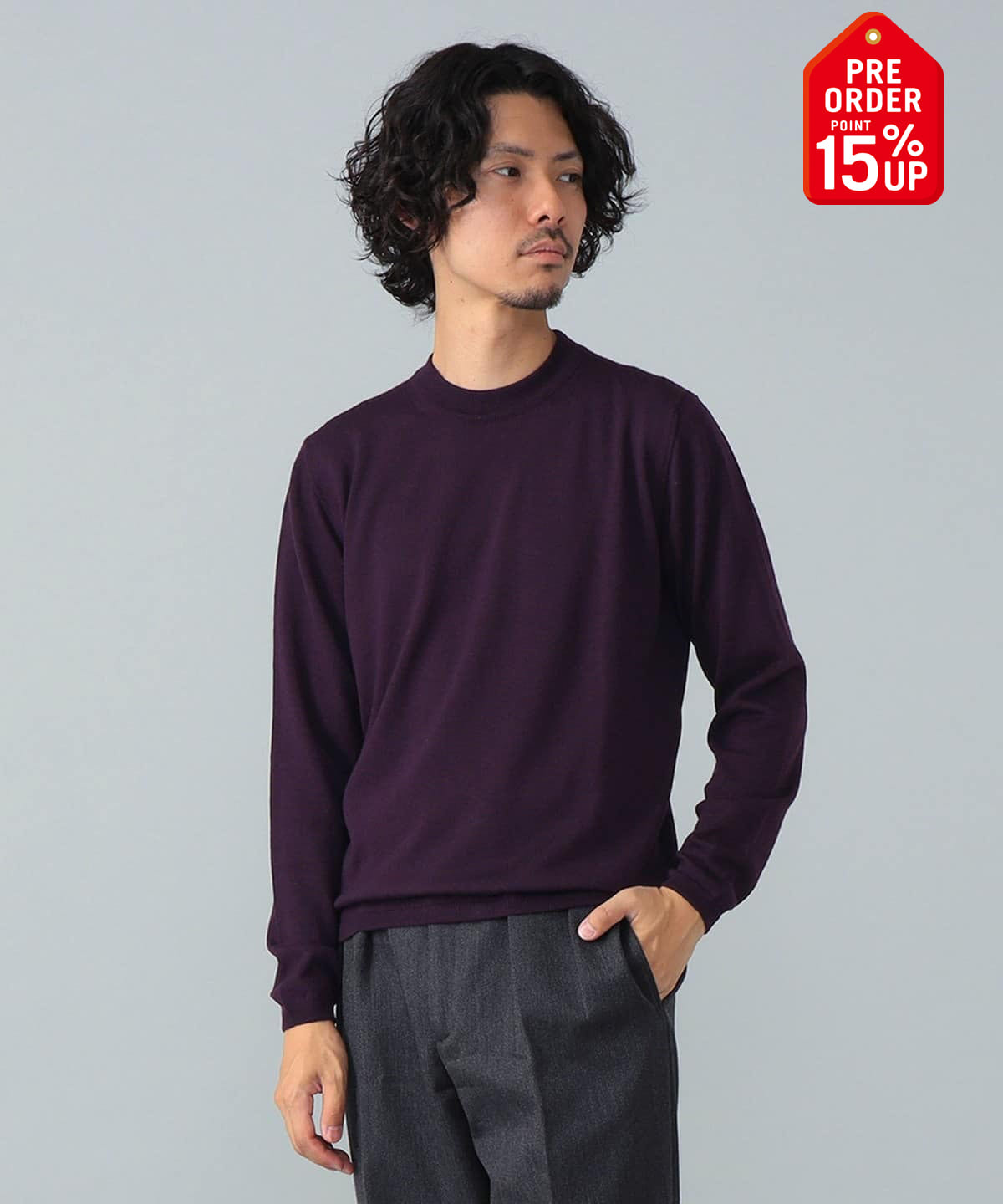 【+15%ポイントUP】【別注】LORENZONI / ウール ハイネック ニット トップス MEN PURPLE/791 44 【+15%ポイントUP】【別注】LORENZONI / ウール ハイネック ニット トップス MEN PURPLE/791 44