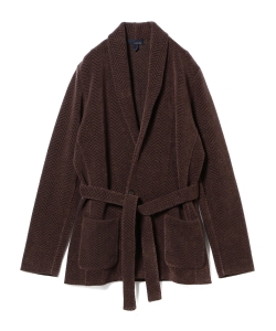 ▲LARDINI / ヘリンボーン ショールカラーガウン