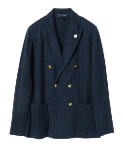 ▲LARDINI / ジャカードストライプ 6ボタン ニットジャケット