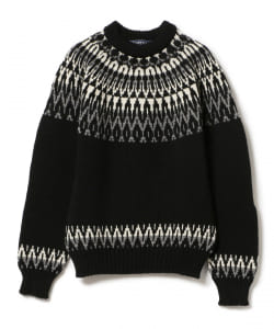 ▲GUERNSEY WOOLLENS / 別注 ノルディック柄 クルーネックニット