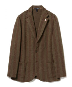 ▲LARDINI / ウールシルクナイロン ワイドヘリンボーン ニットジャケット