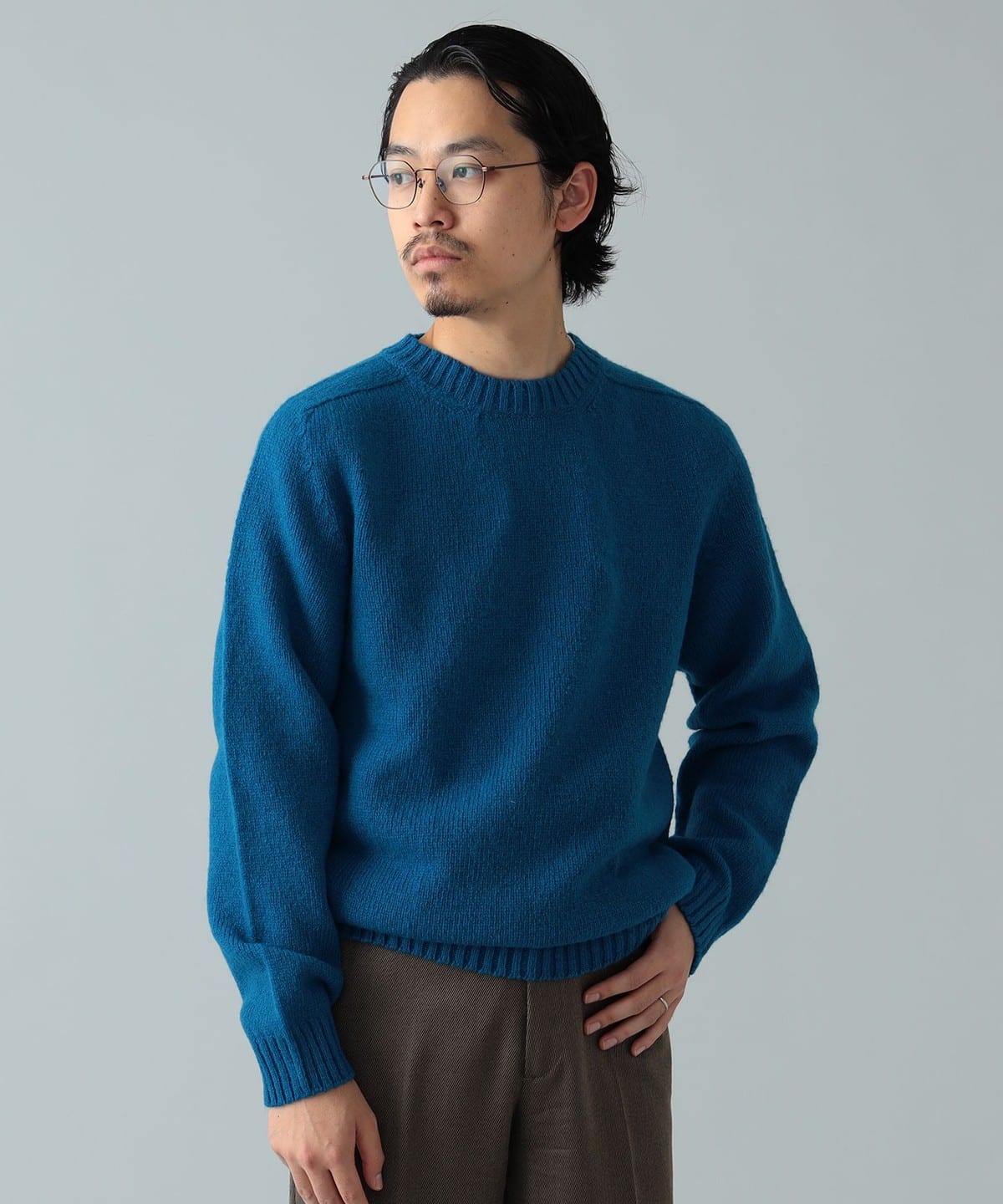シェットランド クルーネック ニット トップス MEN PETROL/750 XS シェットランド クルーネック ニット トップス MEN PETROL/750 XS
