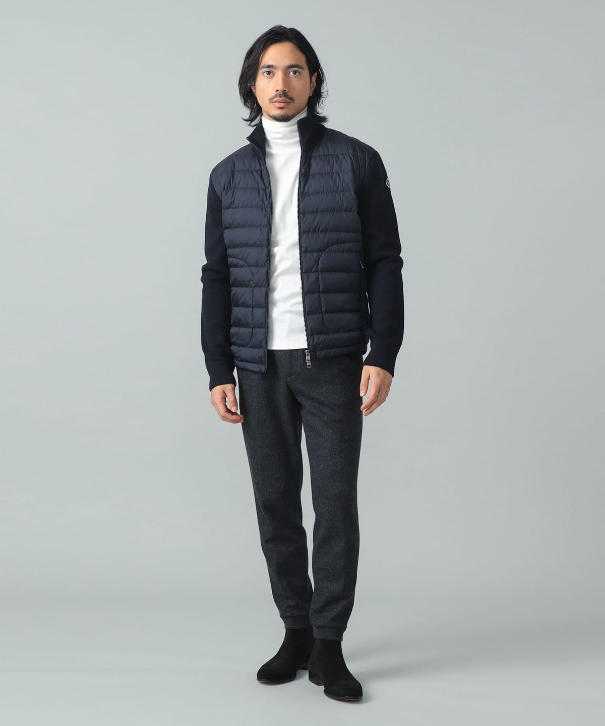 MONCLER モンクレール ニット×ナイロン ダウンカーディガン BEAMS F（ビームスF）MONCLER / ニット×ナイロン ダウンカーディガン