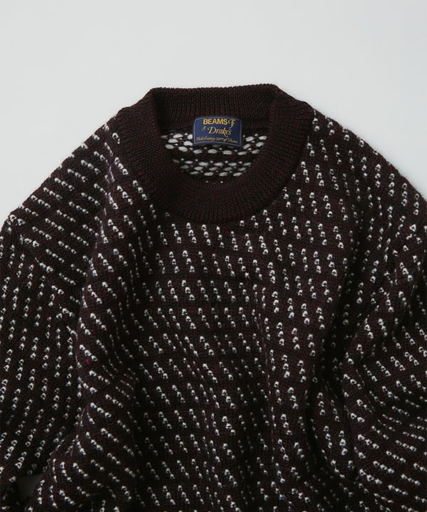 【別注】Drake’s × BEAMS F / ウール バーズアイ ノルディック ニット