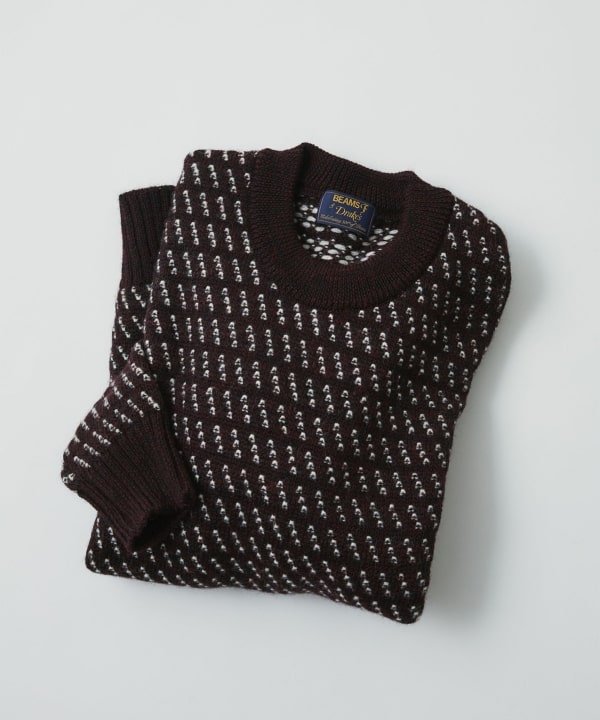 【別注】Drake’s × BEAMS F / ウール バーズアイ ノルディック ニット