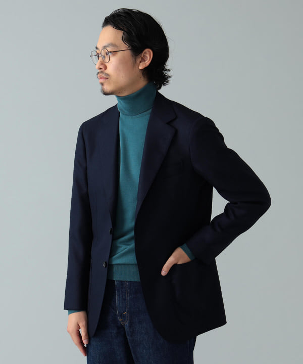 BEAMS F ウール ジャケットホップサック ネイビー 背抜き | www