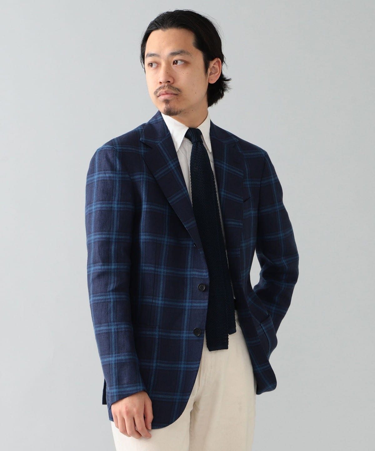 BEAMS F [Outlet] DE PETRILLO / POSILLIPO Linen Blue Check 