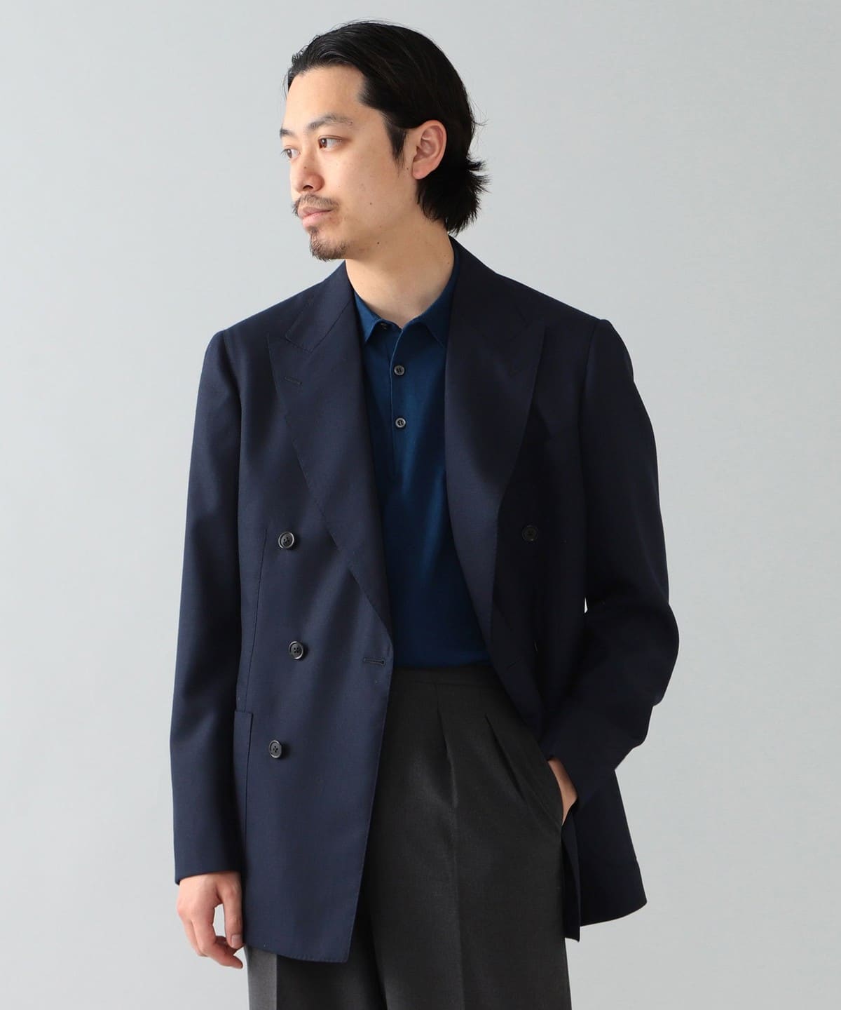 BEAMS F ネイビーホップサックジャケット 美品 42サイズ - テーラード