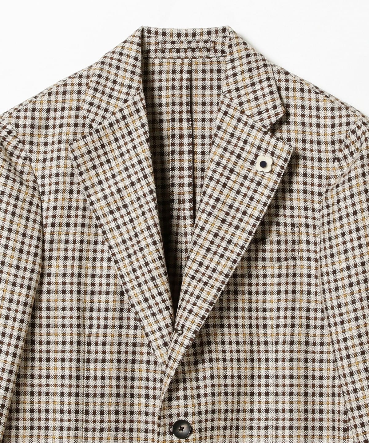 13,500円LARDINI  テーラードジャケット　長袖　チェック柄　イタリア製　シルク混