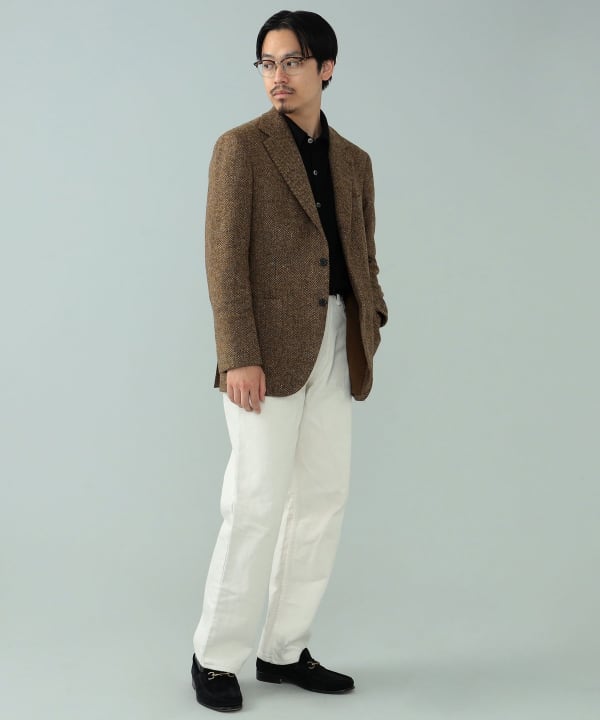 【美品】BEAMS F カシミヤ混 ヘリンボーンテーラードジャケット 93C