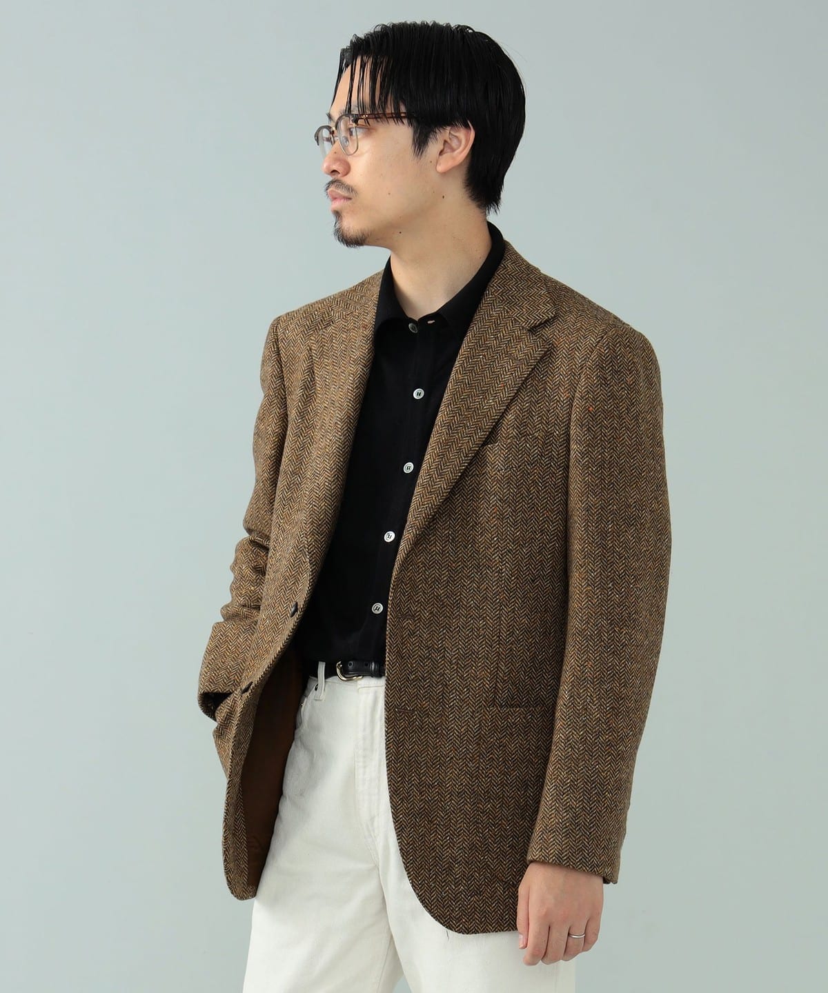 layla'sジャケット【美品】BEAMS F カシミヤ混 ヘリンボーンテーラード