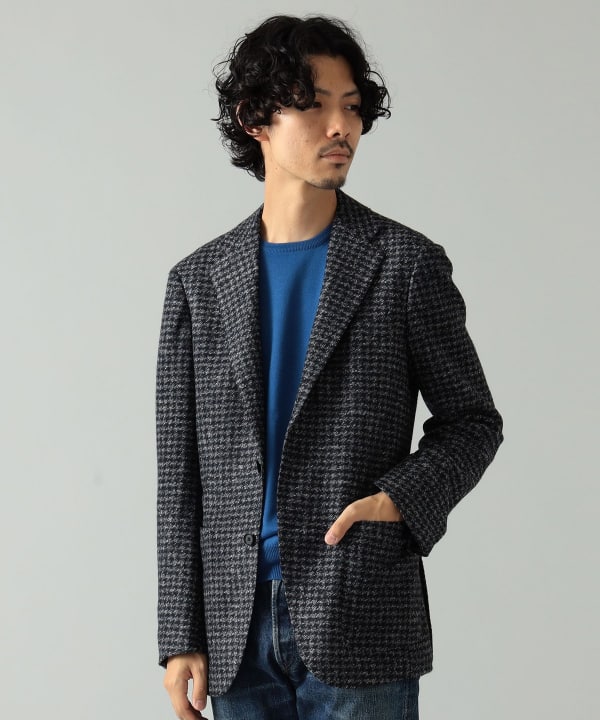 BEAMS F BEAMS BEAMS F / NEW EASY mixed fabric houndstooth jacket