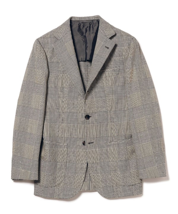 BEAMS F ビームスエフ テーラードジャケット グレンチェック シルク混 BEAMS F ビームスエフ テーラードジャケット グレンチェック