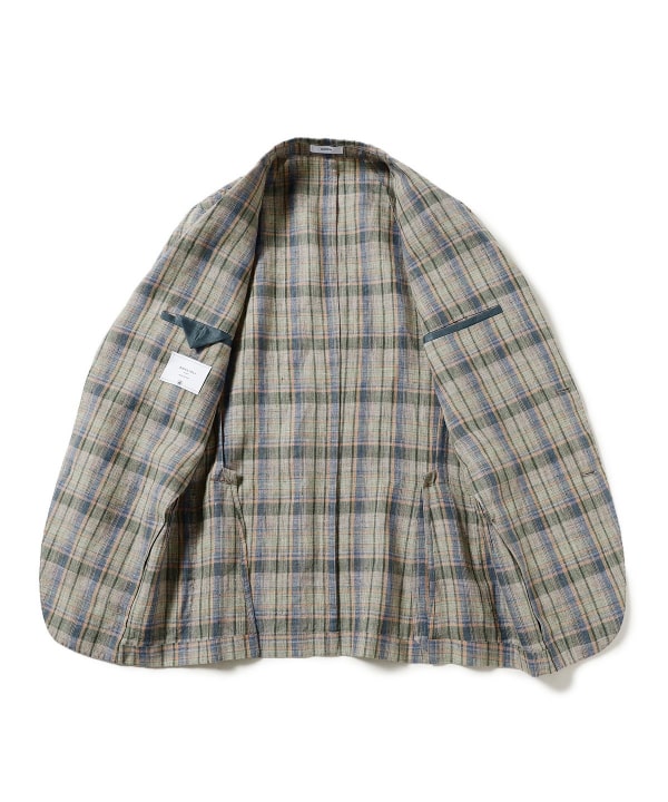 46 ボリオリ リネン テーラードジャケット チェック ベージュ COAT