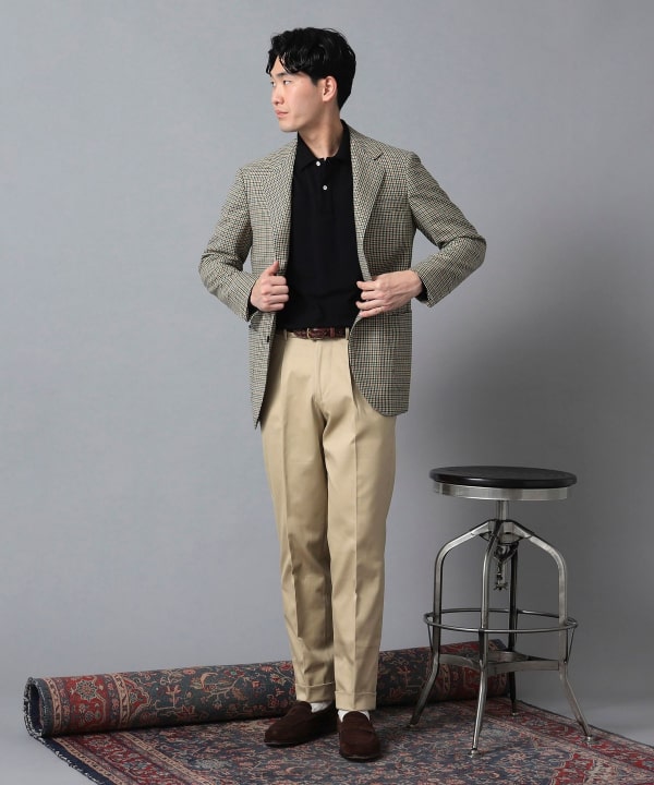 BEAMS F ビームスF チェック 段返り3B テーラードジャケット 絹麻 BEAMS F（ビームスF）【8/7再値下げ】Savile Clifford ガン