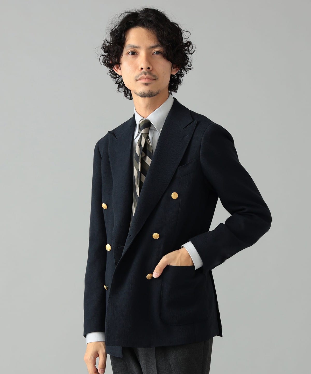 BEAMS F / FOX BROTHERS double-breasted blazer