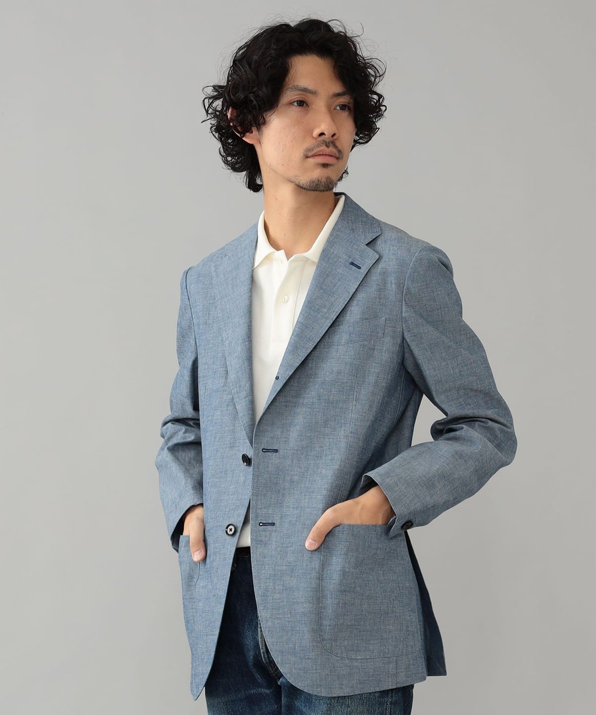 BEAMS F / NEW EASY シャンブレー ジャケット