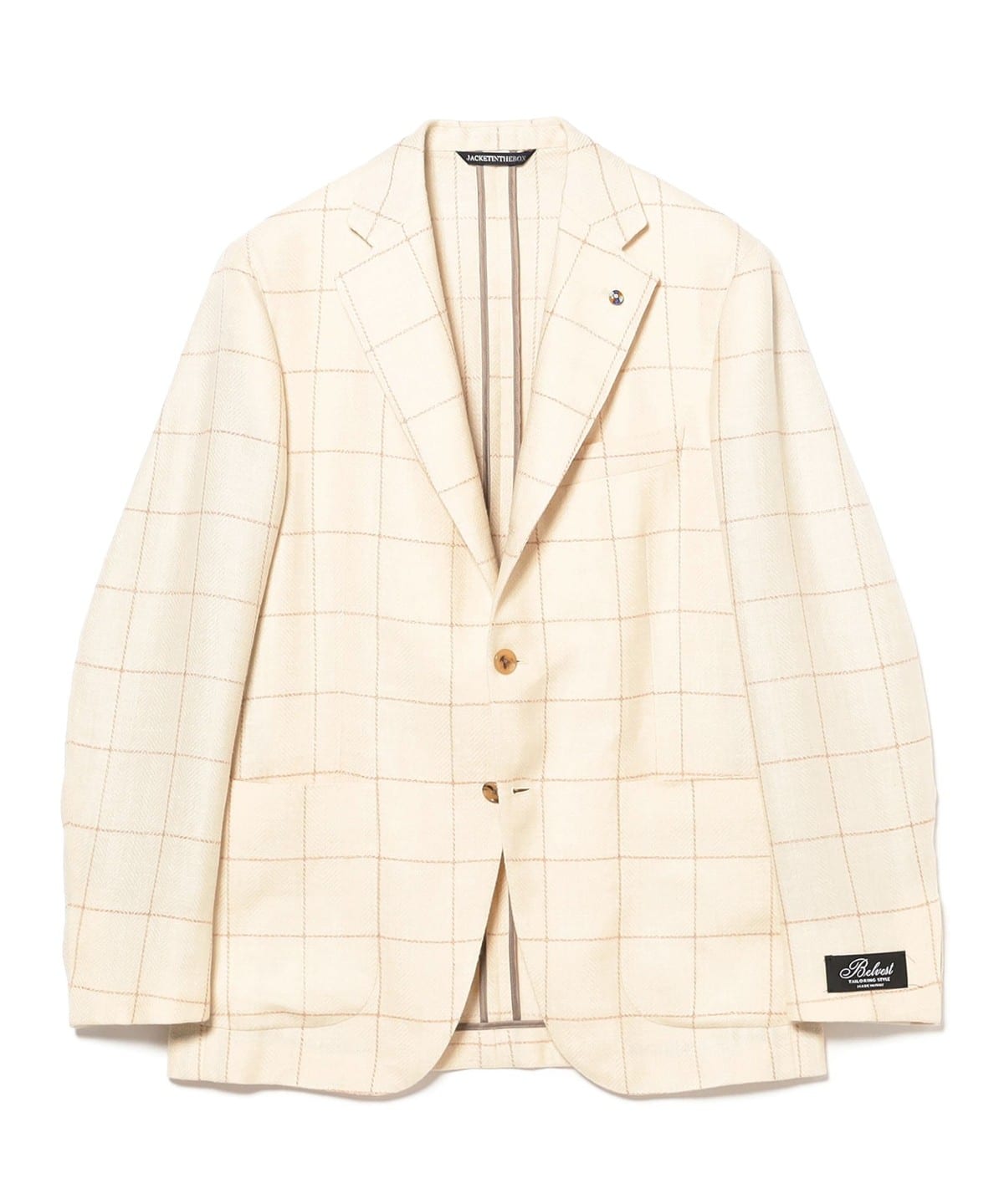 【別注】Belvest ベルベスト / JACKET IN THE BOX ウールシルクリネン ウインドウペーン ジャケット ジャケット MEN BEIGE/51036 48 【別注】Belvest ベルベスト / JACKET IN THE BOX ウールシルクリネン ウインドウペーン ジャケット ジャケット MEN BEIGE/51036 48