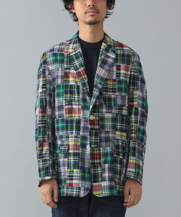 美品 XXXL ブルックスブラザーズ テーラードジャケット パッチワーク 総柄 美品 XXXL ブルックスブラザーズ テーラードジャケット パッチ