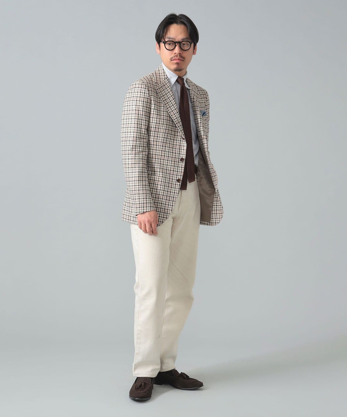 BEAMS F（ビームスF）E.THOMAS ミックスファブリック チェック