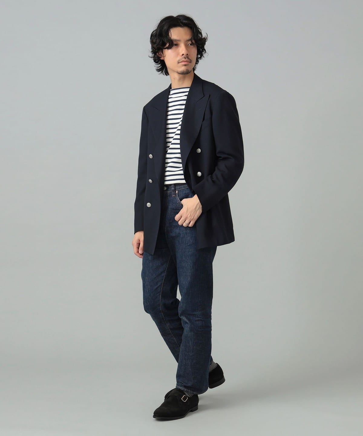 BEAMS F（ビームスF）HANDMADE FOX BROTHERS ネイビー ダブル