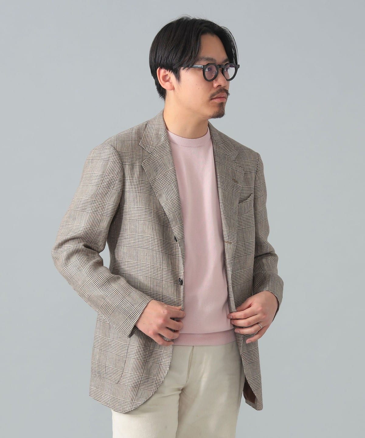 BEAMS F（ビームスF）EASY MARZOTTO リネン チェック ジャケット