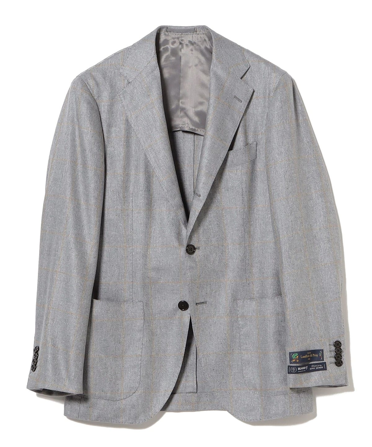 EASY DI PRAY シルクウールミックス ヘリンボーン+ウインドウペーン ジャケット ジャケット MEN LT. GREY 46 EASY DI PRAY シルクウールミックス ヘリンボーン+ウインドウペーン ジャケット ジャケット MEN LT. GREY 46