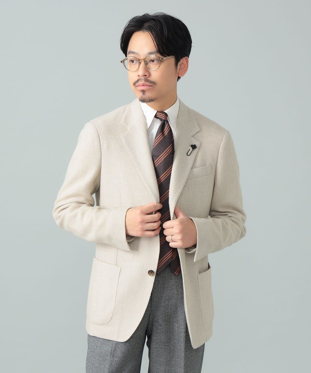 BEAMS F（ビームスF）LARDINI / ROMA ミックスファブリック バスケット
