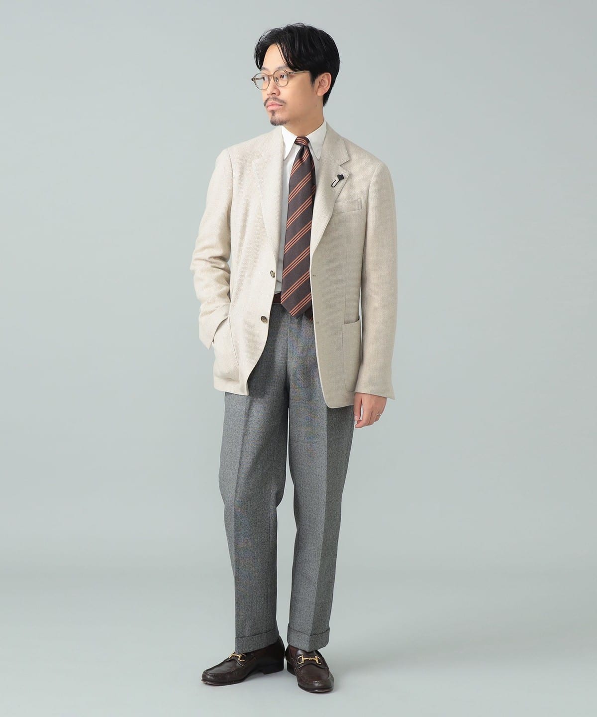 BEAMS F（ビームスF）LARDINI / ROMA ミックスファブリック バスケット