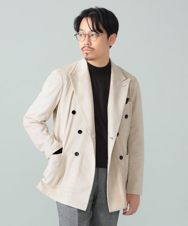 【希少】BEAMS Fビームス エフ　リネンテーラードジャケット　ホワイト Demi-Luxe BEAMS ジャケット テーラードジャケット ダブルブレスト