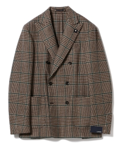 ▲LARDINI / グレンプレイド+ウインドウペーン 6ボタンダブルジャケット◎
