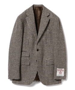 ▲BEAMS F / HARRIS TWEED ハウンドトゥース 3ボタンジャケット
