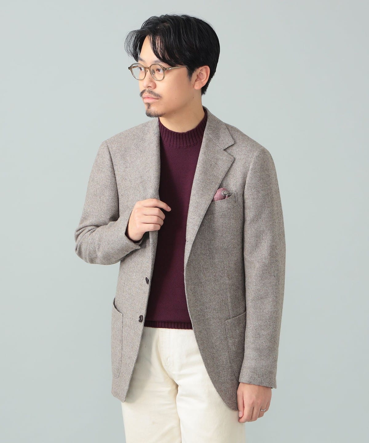 BEAMS F（ビームスF）BOTTOLI ウールカシミヤ ヘリンボーン ジャケット