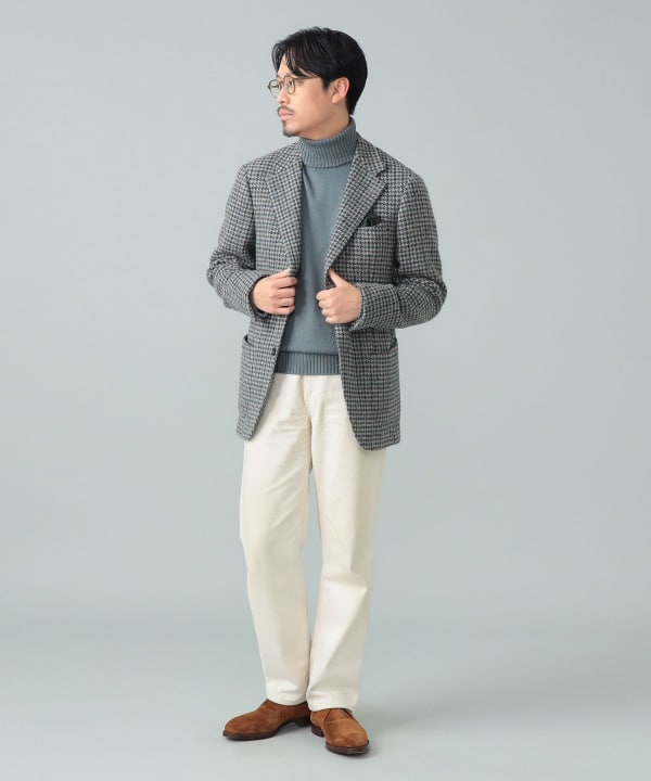 【未使用レベル】ビームスエフ テーラードジャケット チェック ウール BEAMS F（ビームスF）EASY BOTTOLI リネンウール ガンクラブ