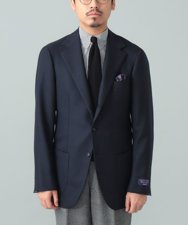 美品 BEAMS F テーラードジャケット サマーウール ホップサック ネイビー BEAMS F（ビームスF）BEAMS F EXCLUSIVE FABRIC ウール ホップサック