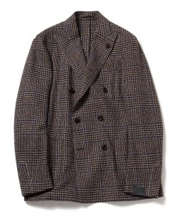 ▲LARDINI / EASY グレンプレイド 6ボタンダブルジャケット