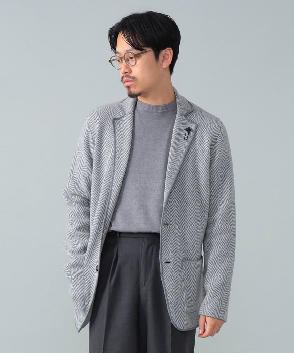 BEAMS F（ビームスF）LARDINI / ウール ヘリンボーン パイピング
